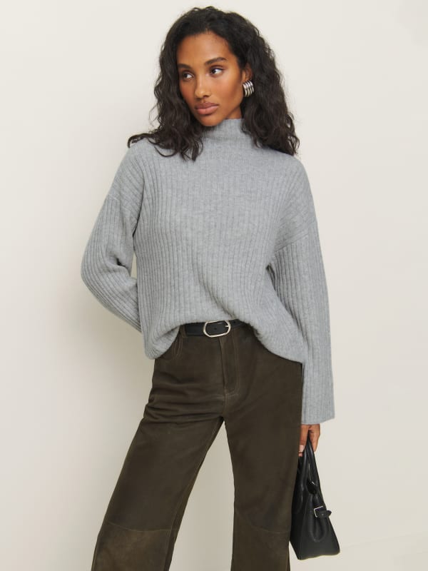 Lawson Oversized Cashmere Turtleneck - Foggy